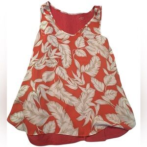 LOFT Orange Leaf Print Tank Top
